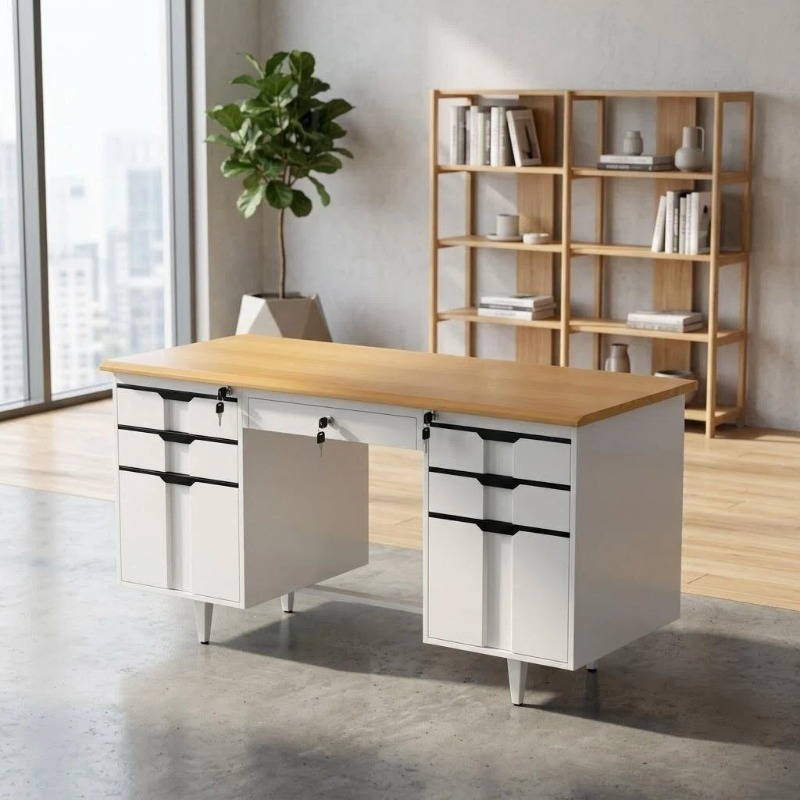 Six-Drawer Office Desk